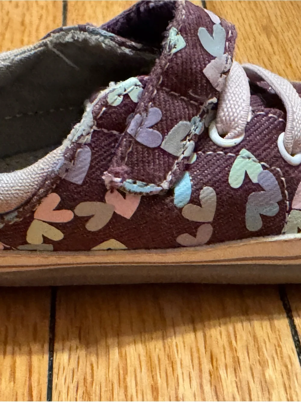 See Kai Run Stevie Mini Plum Purple Hearts-Print Toddler Sneakers Size 5